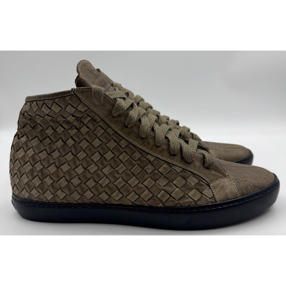 Pantofola d'Oro 12US 45EU Brown-Grey Woven Leather High Top Sneaker Boot Italian - Picture 4 of 10
